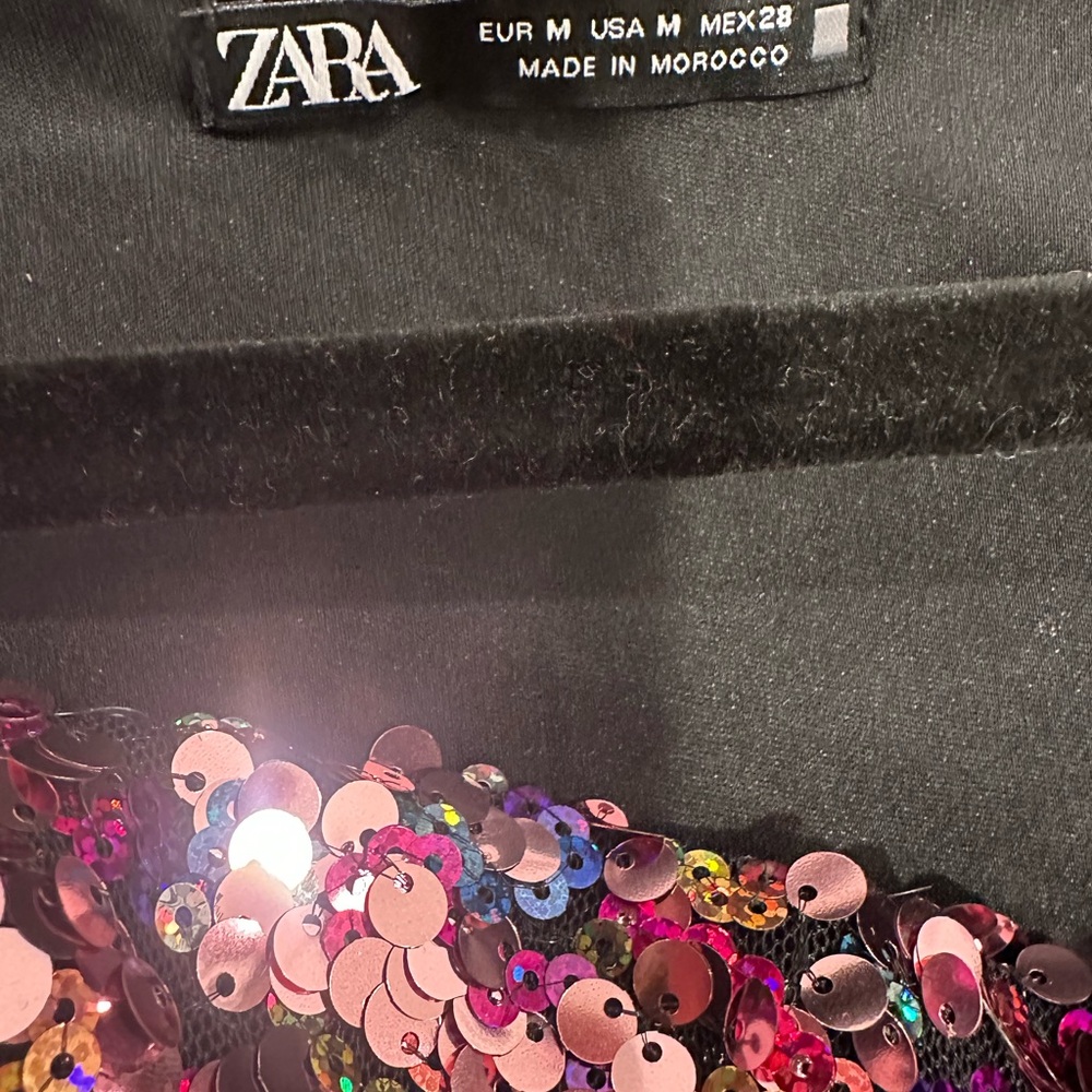 Zara Pink Sequin Short Dress Women’s Medium - Picture 5 of 5